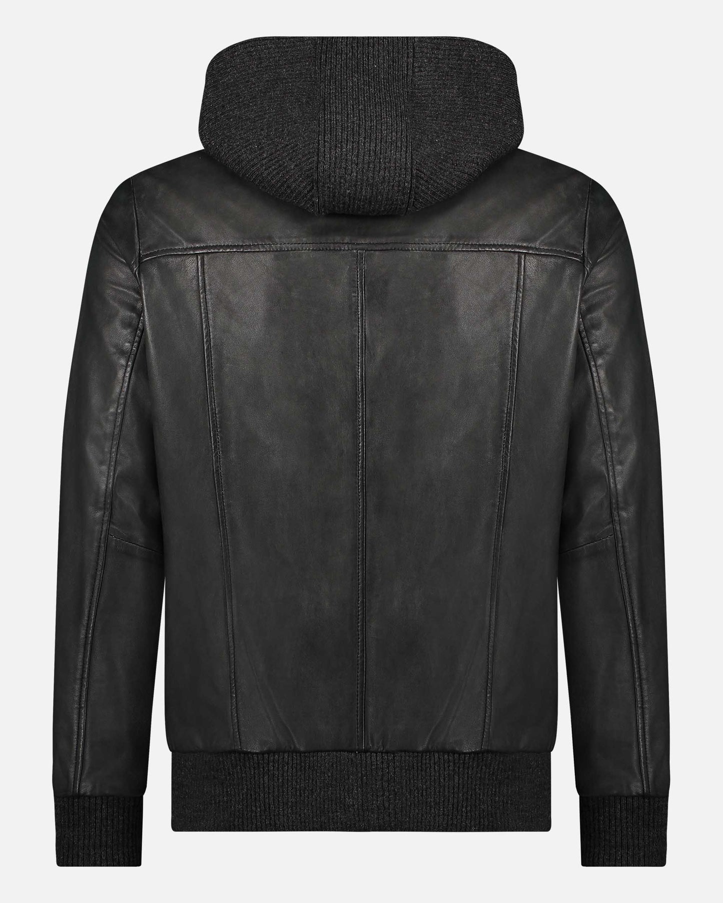 York | Leather Moto Jacket with Hoodie