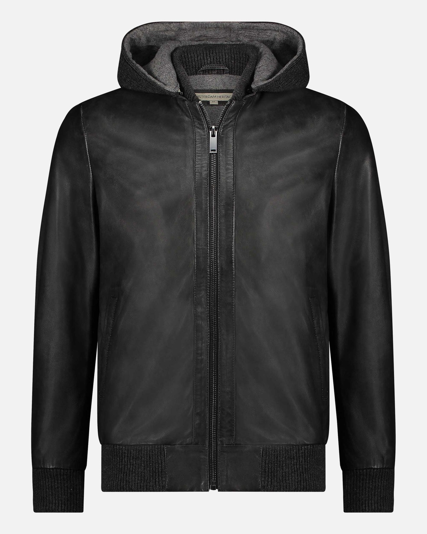 York | Leather Moto Jacket with Hoodie